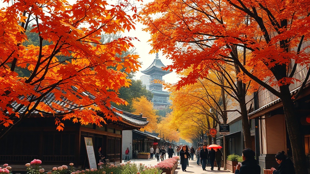 단풍이 아름다운 가을 거리,가을, 기온변화
