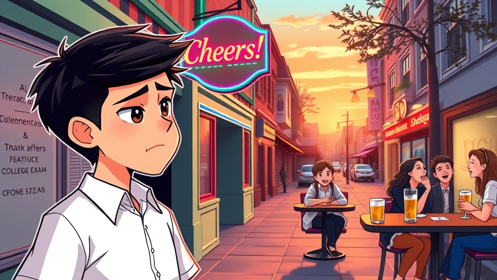 “수능을 마친 수험생이 음주를 고민하며 주점 앞을 지나가는 모습”