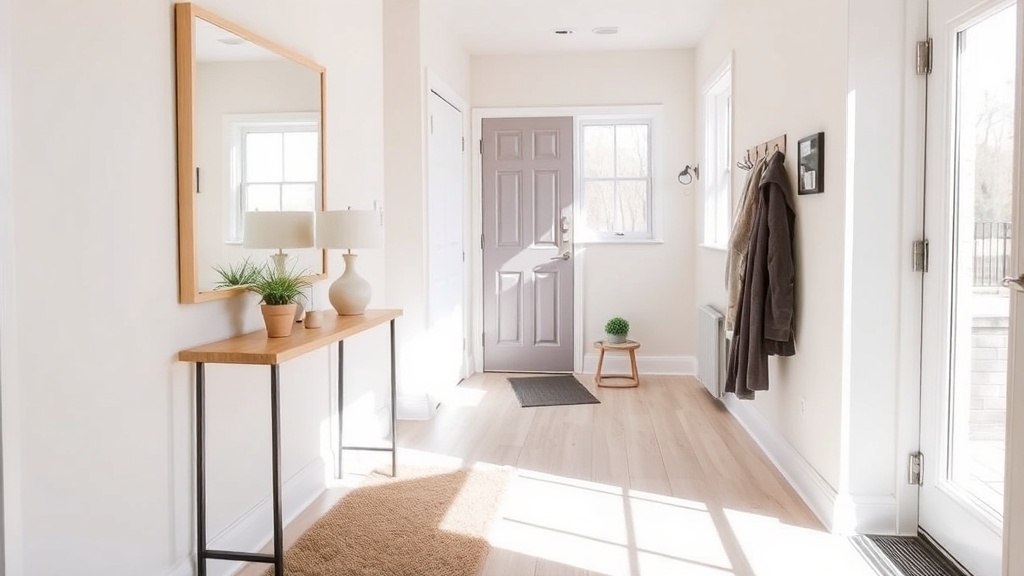 밝고 화이트톤으로 꾸민 좁은 현관이 넓어 보이는 인테리어 사진