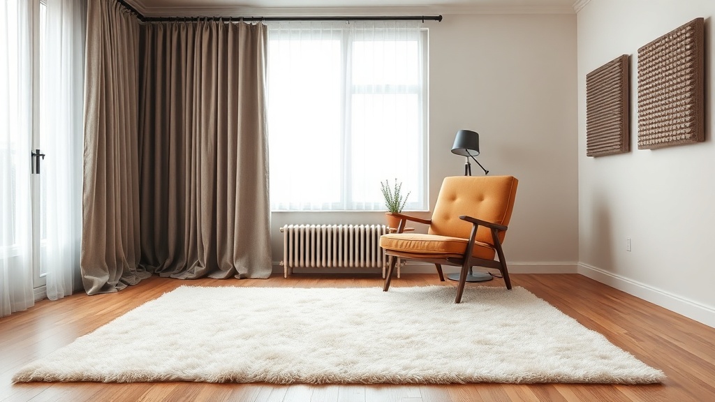 층간소음 인테리어를 적용한 아파트 거실 — 흡음재, 매트, 가구배치로 소음을 줄인 조용한 인테리어