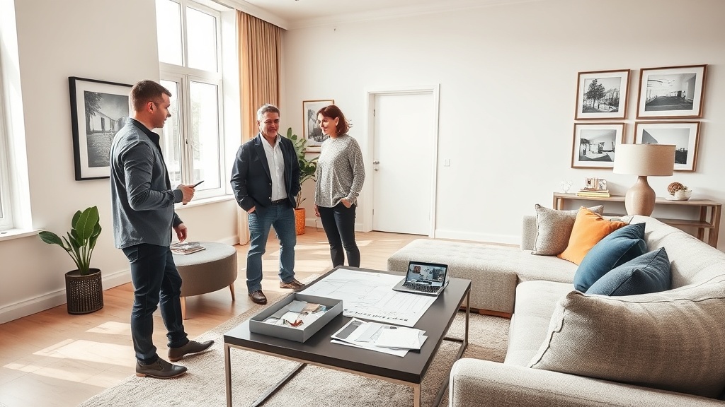 인테리어 계약서 또는 공사 현장을 확인하는 장면