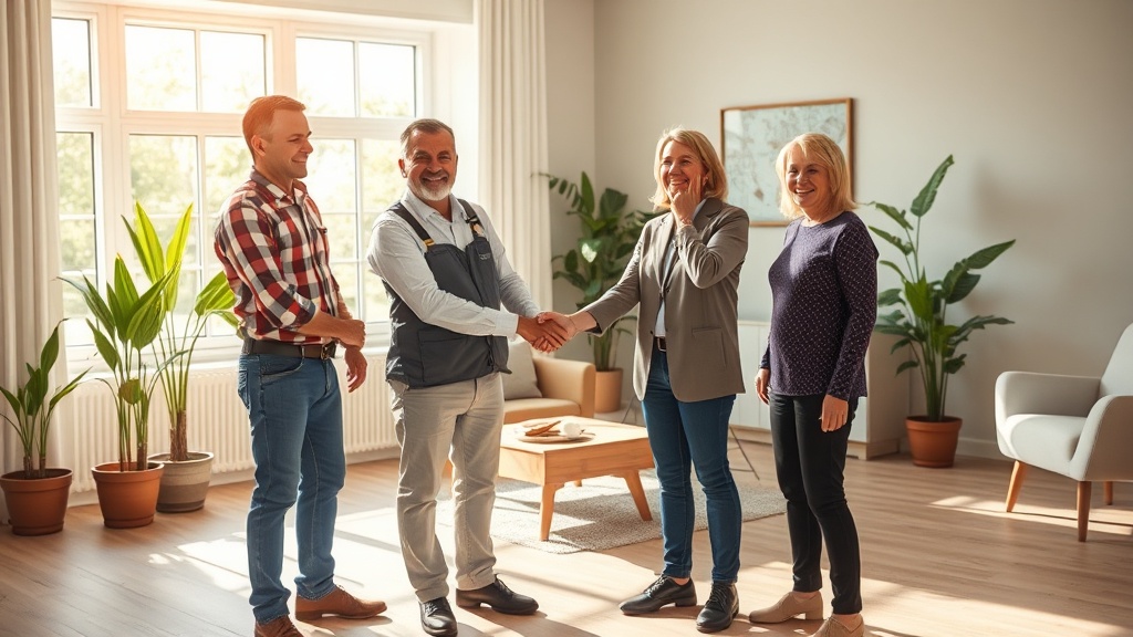 인테리어 계약서 또는 공사 현장을 확인하는 장면