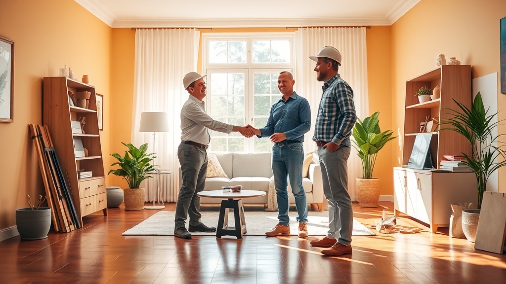 인테리어 계약서 또는 공사 현장을 확인하는 장면