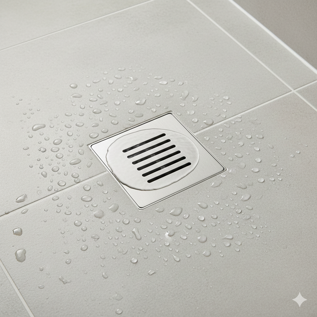 싱크대/배수구 클로즈업(물방울 맺힌 드레인)