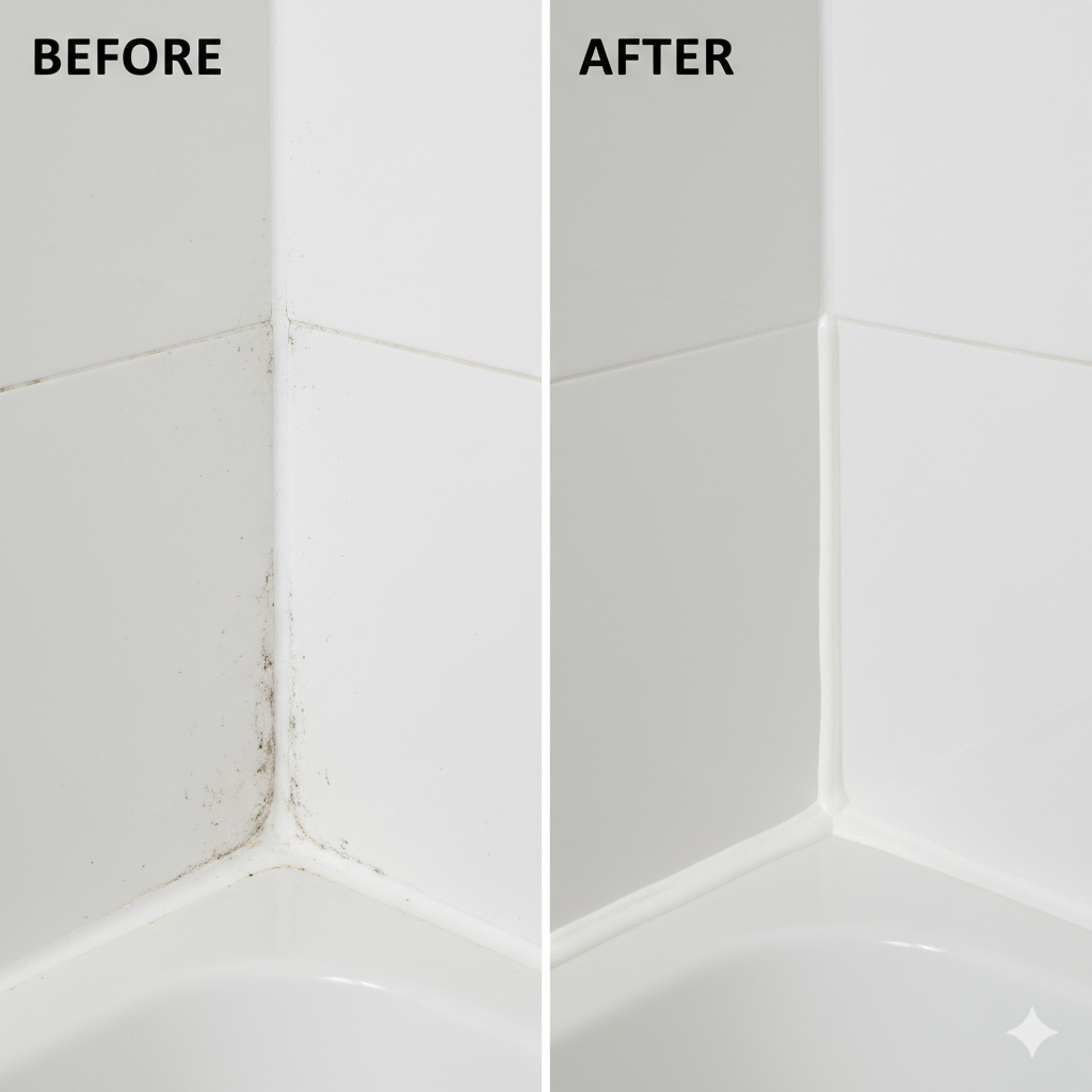 화장실 주방 코너 실리콘 셀프작업 전후 모습