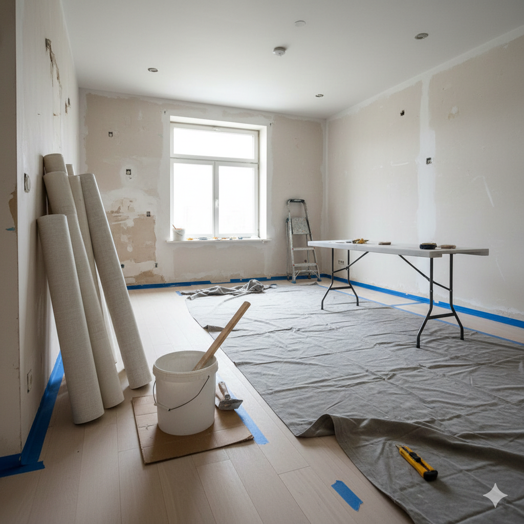 실내 벽지 공사 관련 작업준비물이미지