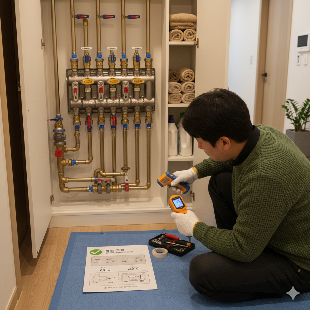 겨울철 난방 분배기 밸런싱으로 방마다 온도차를 줄이는 방법 안내 이미지