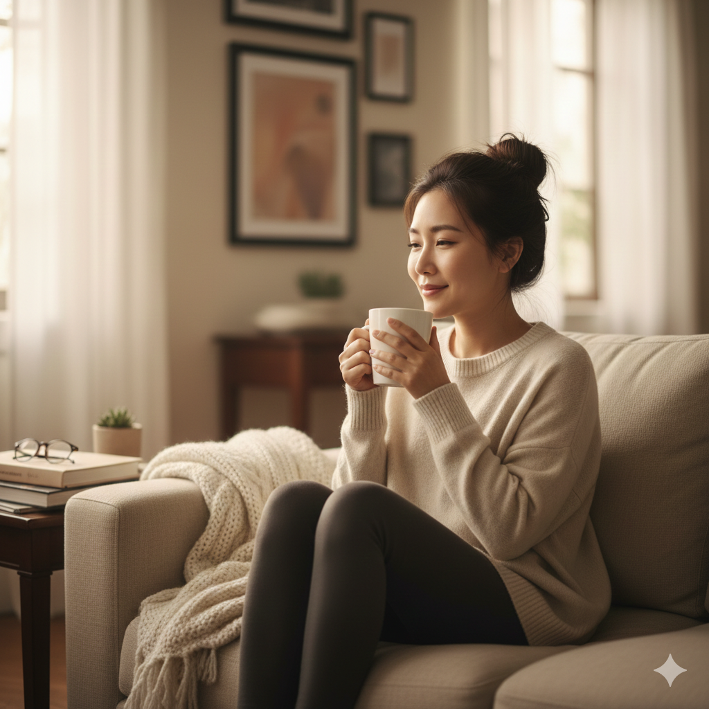 집안일 도중 커피 한잔의 여유